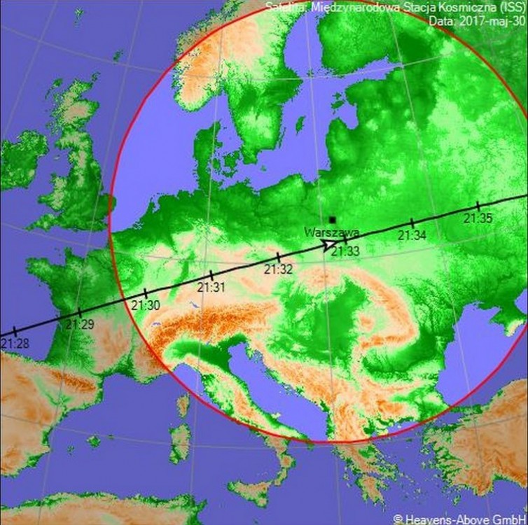 Przeloty stacji ISS nad Polską w drugiej połowie maja 2017 r..jpg