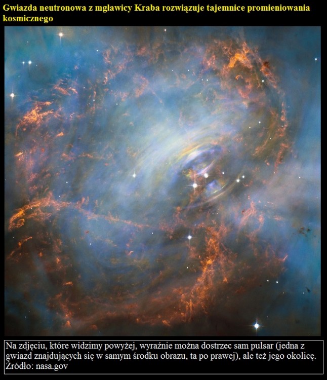 Gwiazda neutronowa z mgławicy Kraba rozwiązuje tajemnice promieniowania kosmicznego.jpg