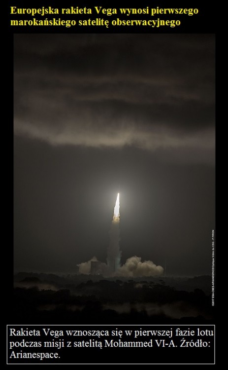 Europejska rakieta Vega wynosi pierwszego marokańskiego satelitę obserwacyjnego.jpg