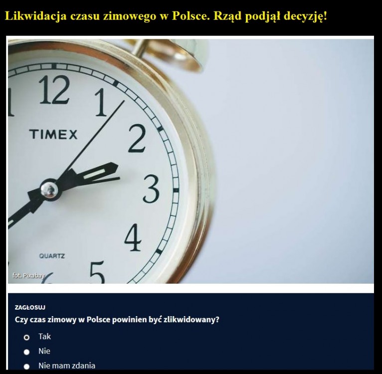 Likwidacja czasu zimowego w Polsce. Rząd podjął decyzję.jpg