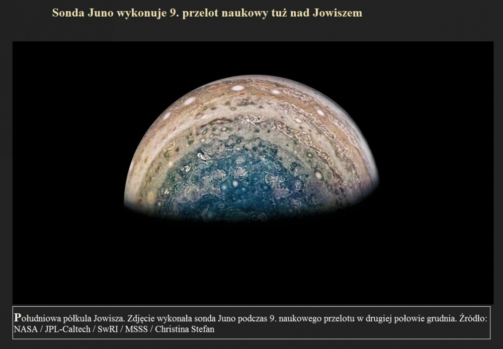 Sonda Juno wykonuje 9. przelot naukowy tuż nad Jowiszem.jpg