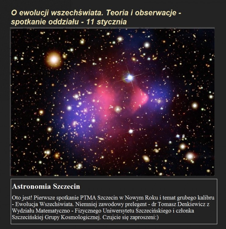 O ewolucji wszechświata. Teoria i obserwacje - spotkanie oddziału - 11 stycznia.jpg
