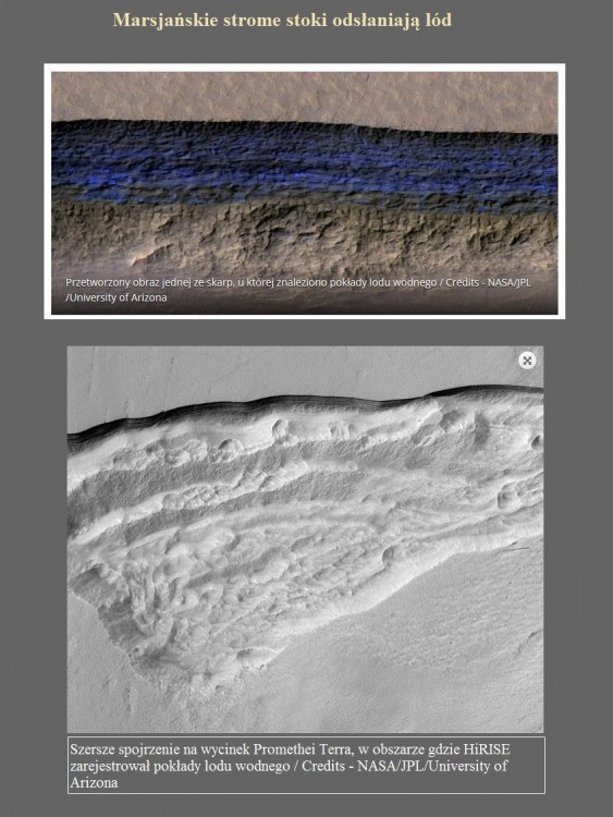 Marsjańskie strome stoki odsłaniają lód.jpg