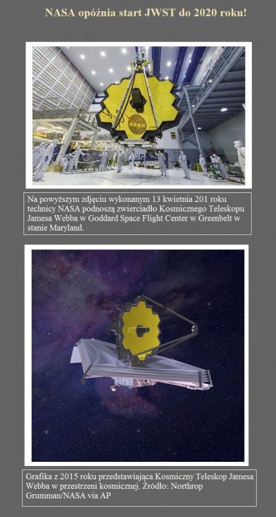 NASA opóźnia start JWST do 2020 roku.jpg