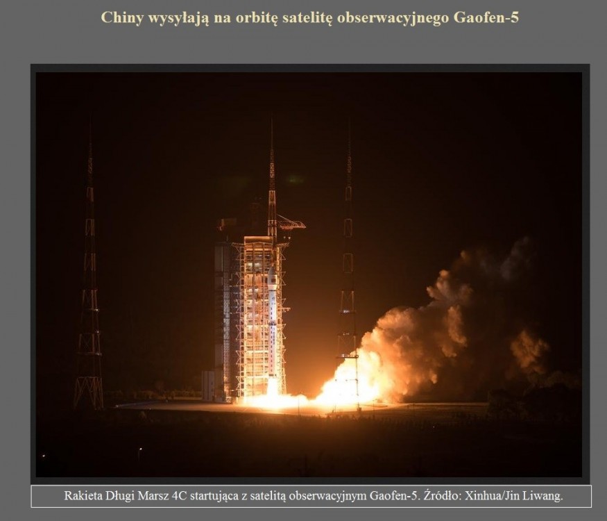 Chiny wysyłają na orbitę satelitę obserwacyjnego Gaofen-5.jpg