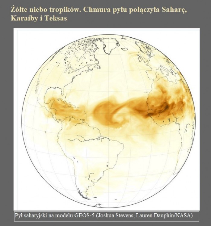 Żółte niebo tropików. Chmura pyłu połączyła Saharę, Karaiby i Teksas.jpg