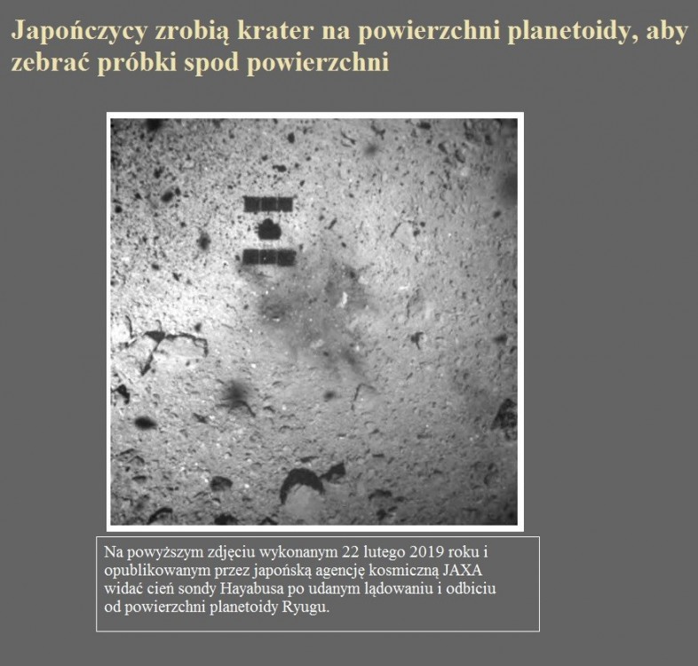 Japończycy zrobią krater na powierzchni planetoidy, aby zebrać próbki spod powierzchni.jpg