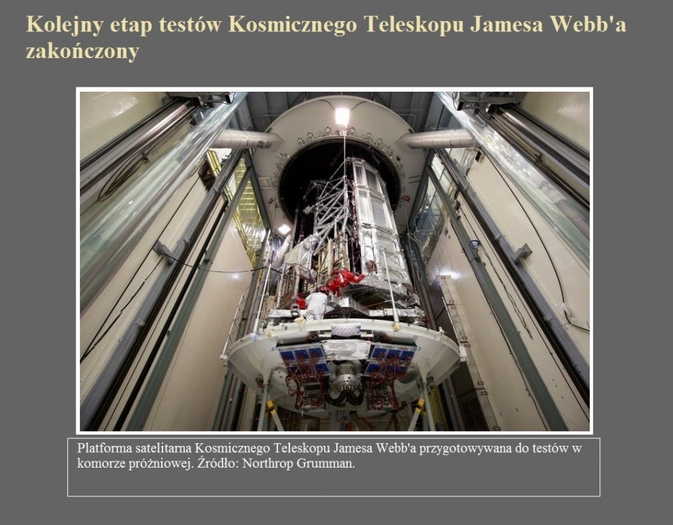 Kolejny etap testów Kosmicznego Teleskopu Jamesa Webb'a zakończony.jpg