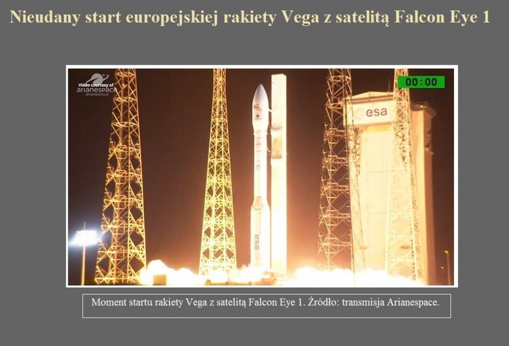 Nieudany start europejskiej rakiety Vega z satelitą Falcon Eye 1.jpg