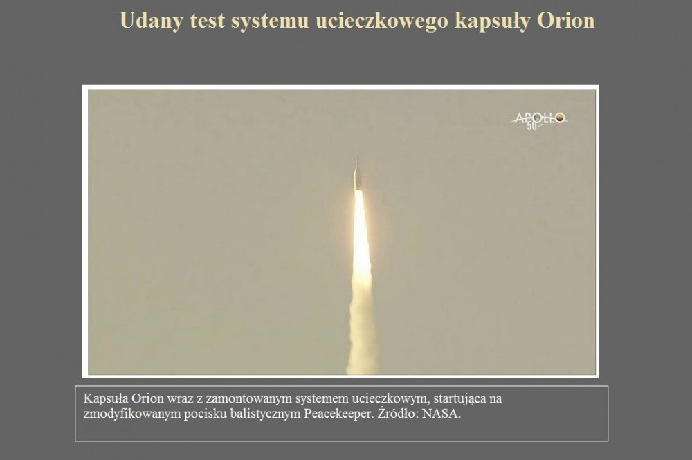Udany test systemu ucieczkowego kapsuły Orion.jpg