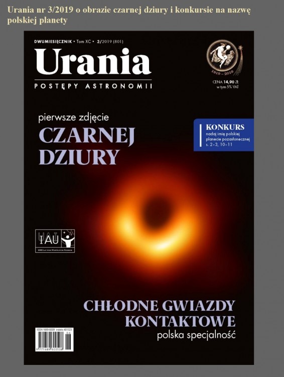 Urania nr 3.2019 o obrazie czarnej dziury i konkursie na nazwę polskiej planety.jpg