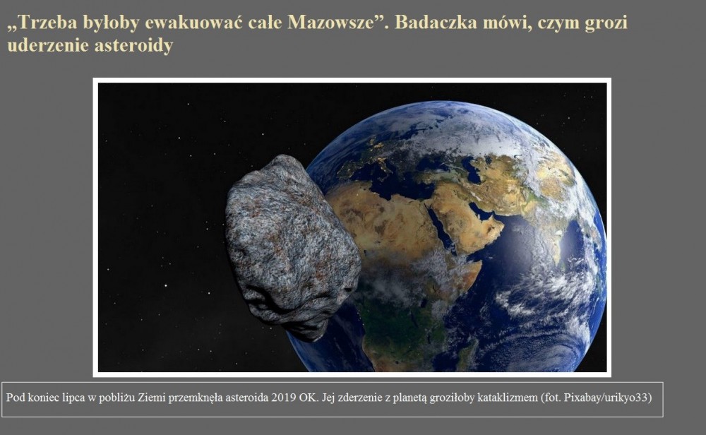 Trzeba byłoby ewakuować całe Mazowsze. Badaczka mówi, czym grozi uderzenie asteroidy.jpg