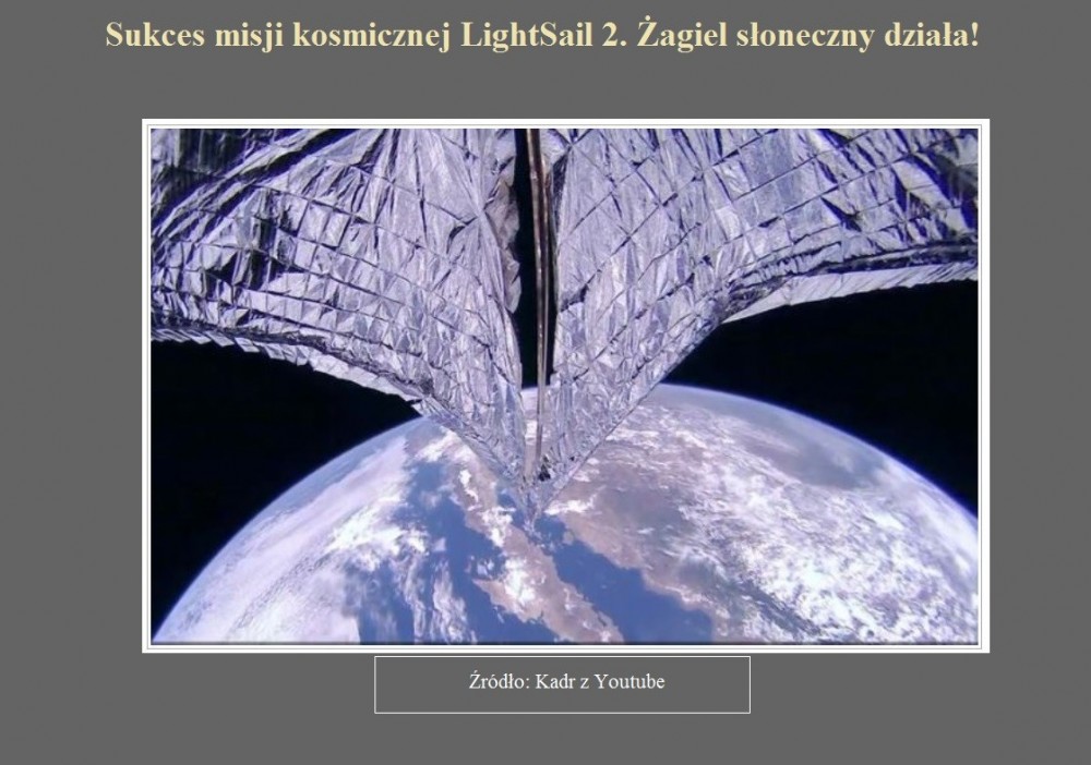 Sukces misji kosmicznej LightSail 2. Żagiel słoneczny działa!.jpg