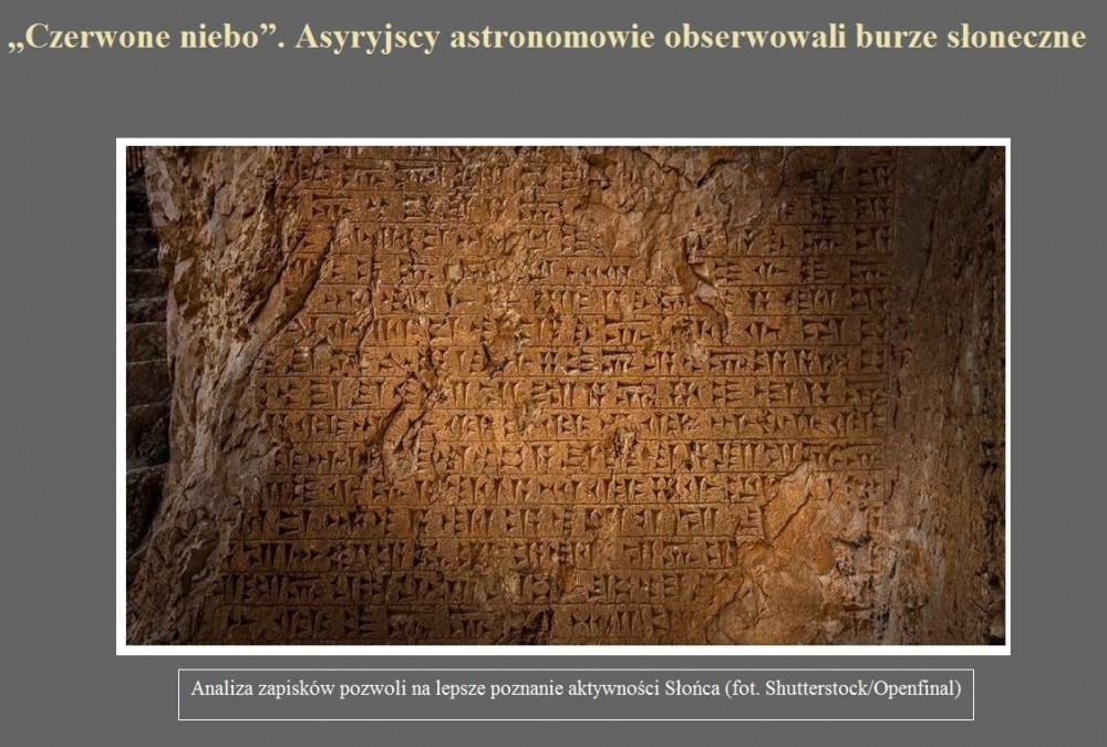 Czerwone niebo. Asyryjscy astronomowie obserwowali burze słoneczne.jpg