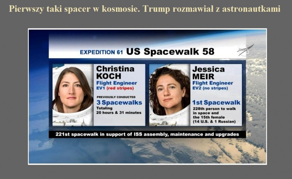 Pierwszy taki spacer w kosmosie. Trump rozmawiał z astronautkami.jpg