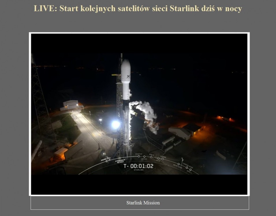 LIVE Start kolejnych satelitów sieci Starlink dziś w nocy.jpg