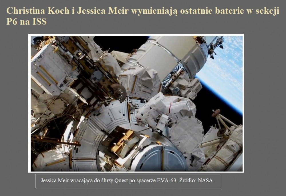 Christina Koch i Jessica Meir wymieniają ostatnie baterie w sekcji P6 na ISS.jpg