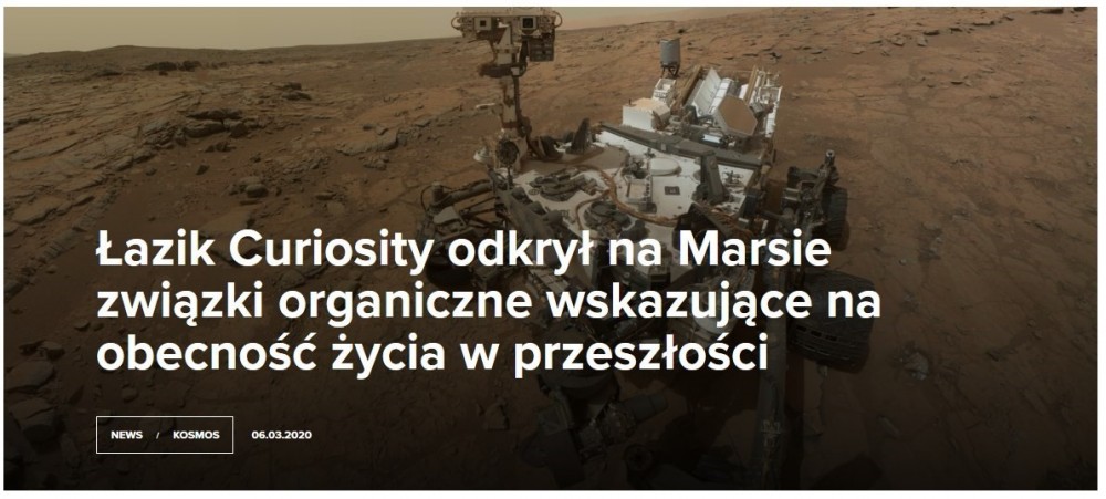 Łazik Curiosity odkrył na Marsie związki organiczne wskazujące na obecność życia w przeszłości.jpg