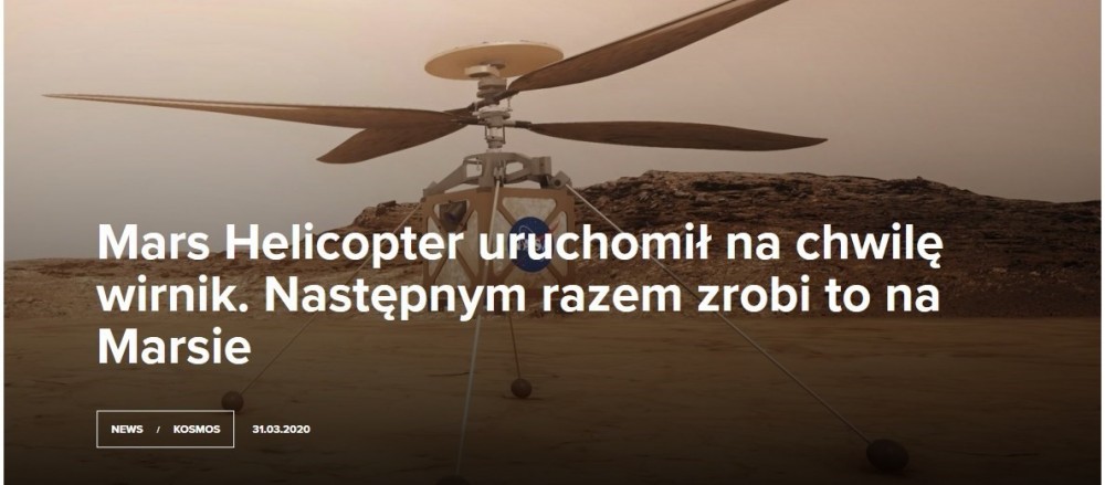 Mars Helicopter uruchomił na chwilę wirnik. Następnym razem zrobi to na Marsie.jpg