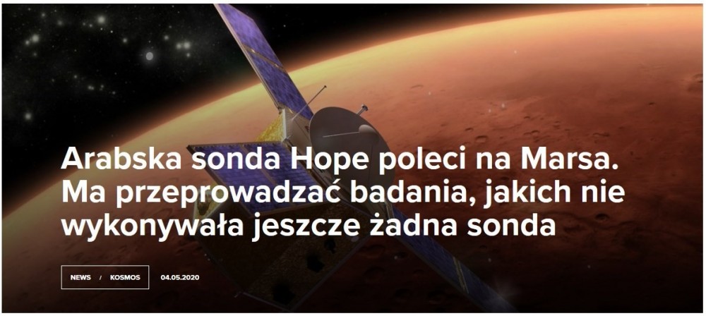 Arabska sonda Hope poleci na Marsa. Ma przeprowadzać badania, jakich nie wykonywała jeszcze żadna sonda.jpg