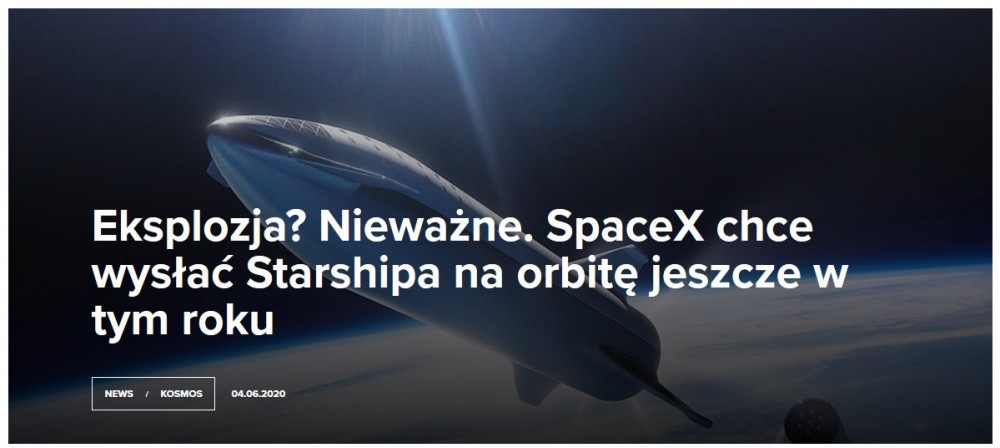 Eksplozja Nieważne. SpaceX chce wysłać Starshipa na orbitę jeszcze w tym roku.jpg