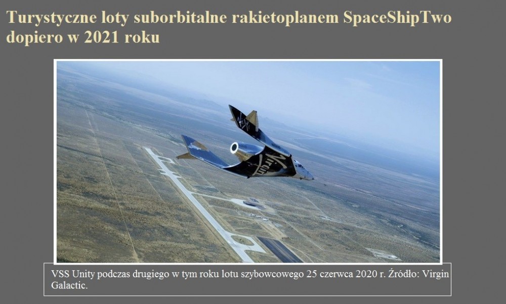Turystyczne loty suborbitalne rakietoplanem SpaceShipTwo dopiero w 2021 roku.jpg