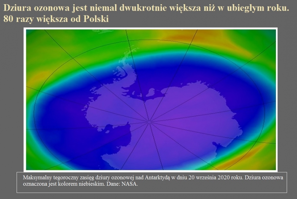 Dziura ozonowa jest niemal dwukrotnie większa niż w ubiegłym roku. 80 razy większa od Polski.jpg