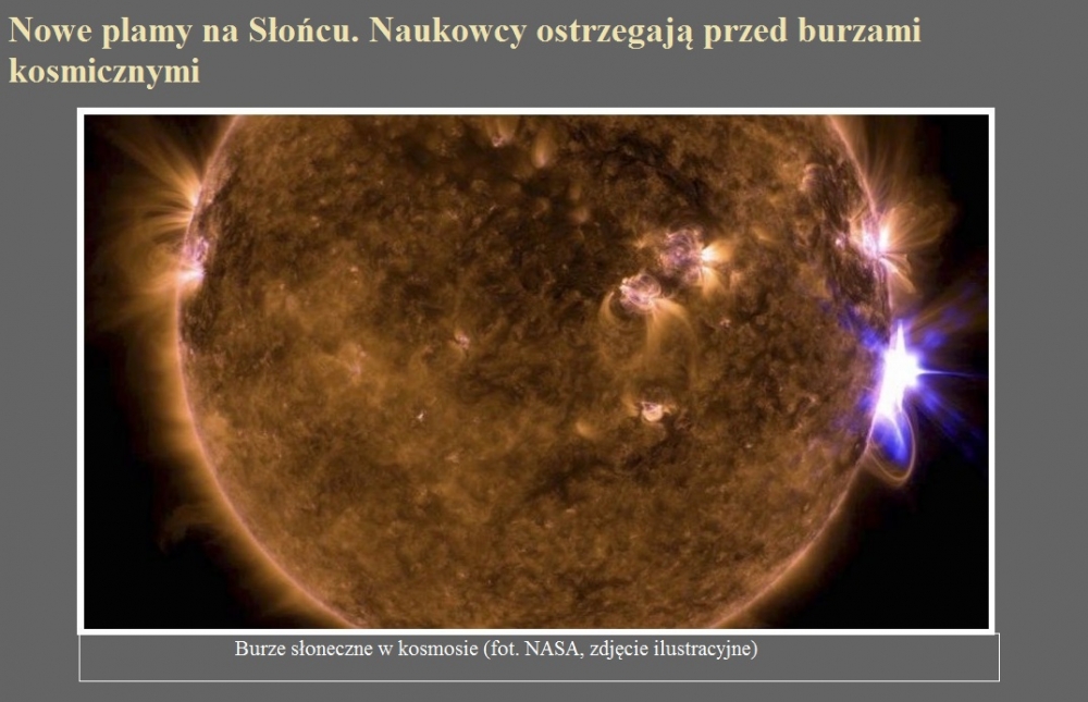 Nowe plamy na Słońcu. Naukowcy ostrzegają przed burzami kosmicznymi.jpg