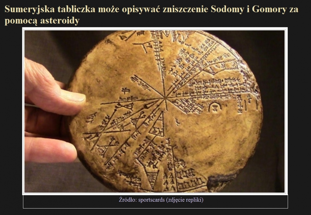 Sumeryjska tabliczka może opisywać zniszczenie Sodomy i Gomory za pomocą asteroidy.jpg