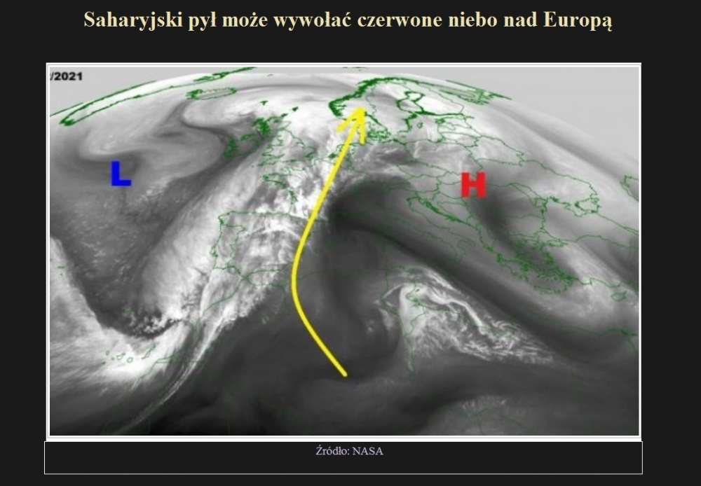 Saharyjski pył może wywołać czerwone niebo nad Europą.jpg