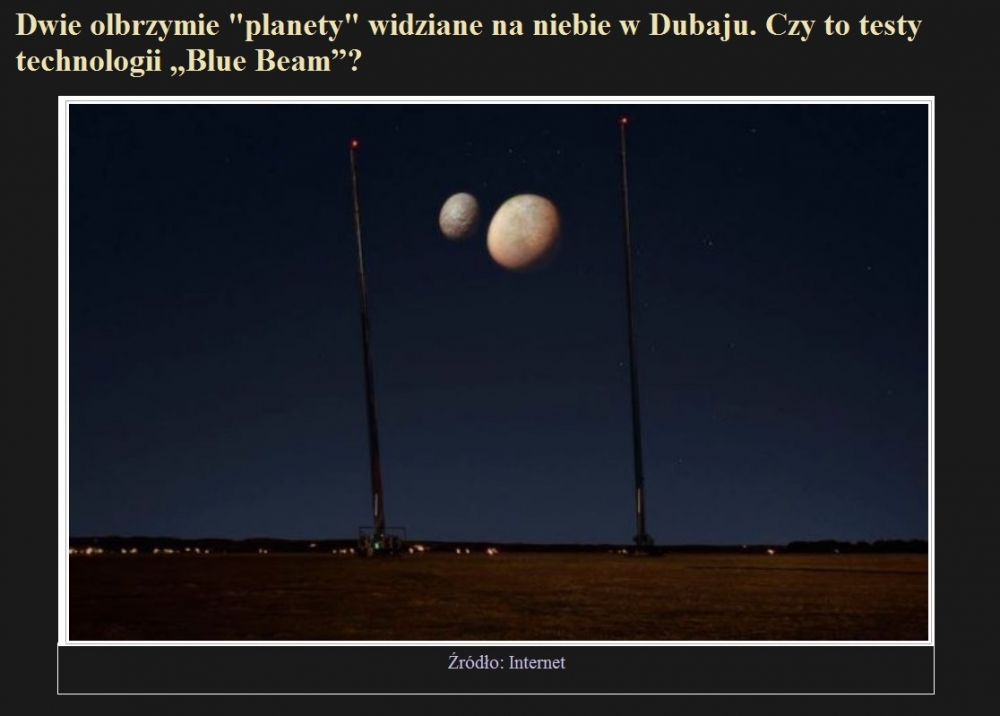 Dwie olbrzymie planety widziane na niebie w Dubaju. Czy to testy technologii ?Blue Beam.jpg