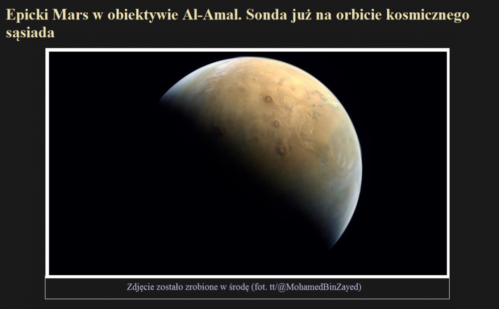 Epicki Mars w obiektywie Al-Amal. Sonda już na orbicie kosmicznego sąsiada.jpg