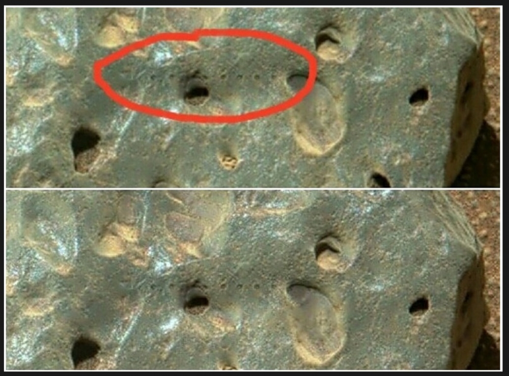 Łazik na Marsie natrafił na skałę, w której znajduje się łańcuszek dziwnych otworów2.jpg