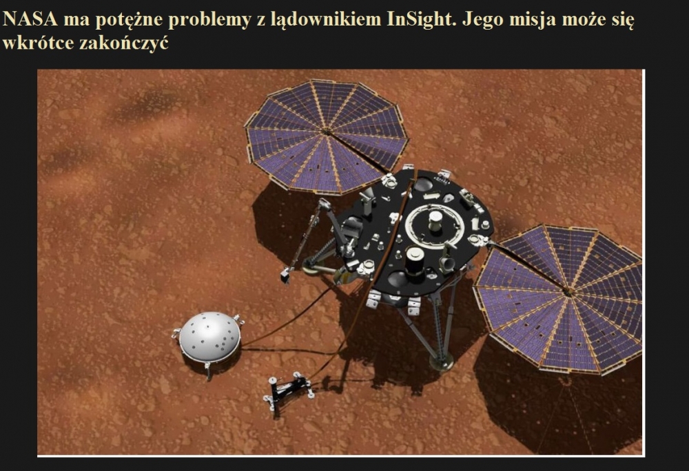 NASA ma potężne problemy z lądownikiem InSight. Jego misja może się wkrótce zakończyć.jpg