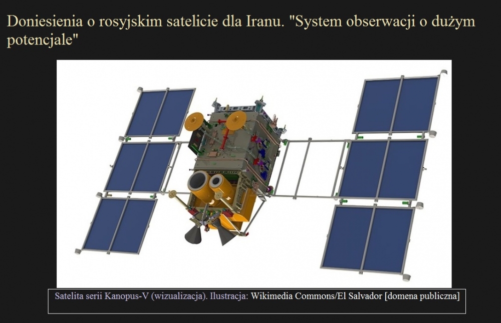 Doniesienia o rosyjskim satelicie dla Iranu. System obserwacji o dużym potencjale.jpg
