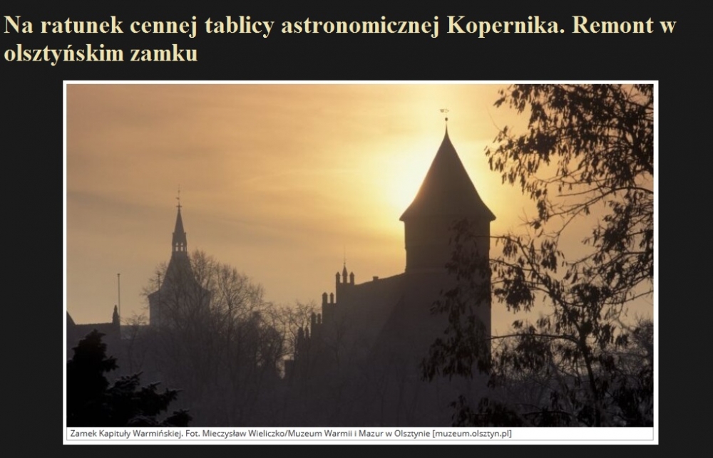 Na ratunek cennej tablicy astronomicznej Kopernika. Remont w olsztyńskim zamku.jpg