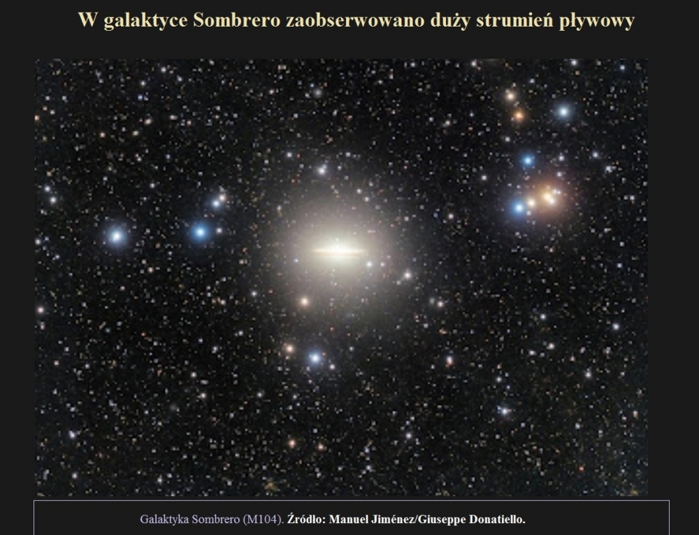 W galaktyce Sombrero zaobserwowano duży strumień pływowy.jpg
