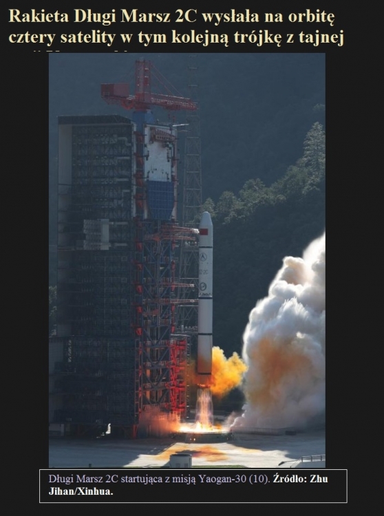 Rakieta Długi Marsz 2C wysłała na orbitę cztery satelity w tym kolejną trójkę z tajnej serii Yaogan 30.jpg