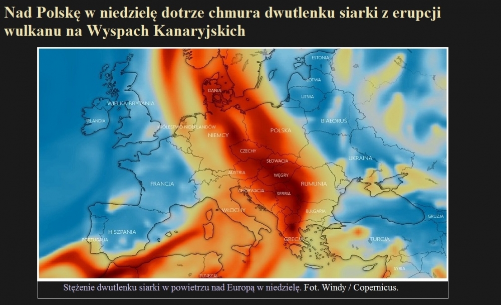 Nad Polskę w niedzielę dotrze chmura dwutlenku siarki z erupcji wulkanu na Wyspach Kanaryjskich.jpg