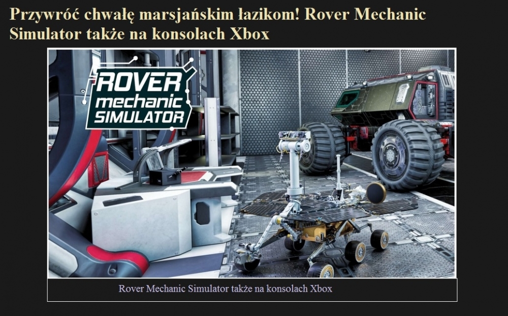 Przywróć chwałę marsjańskim łazikom! Rover Mechanic Simulator także na konsolach Xbox.jpg