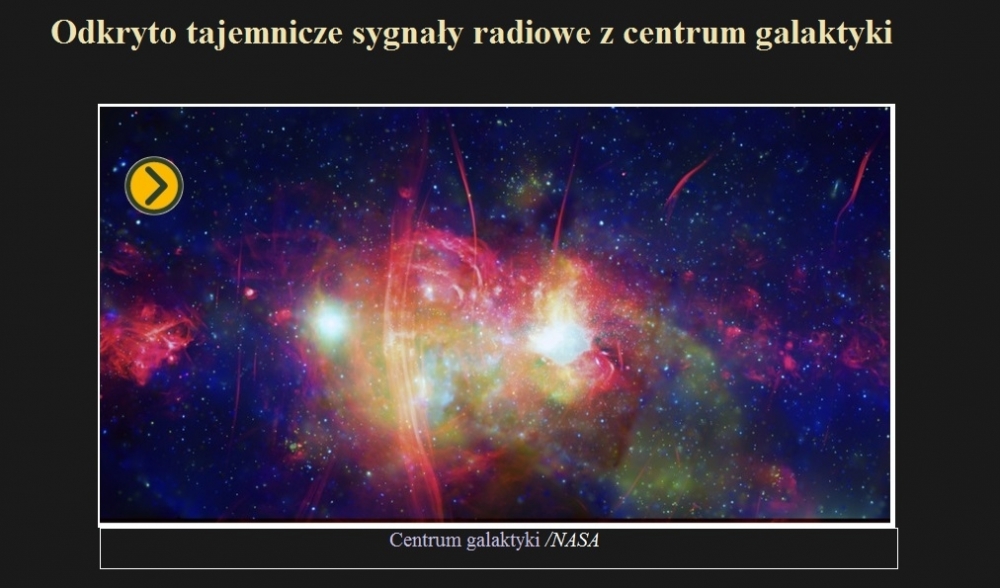 Odkryto tajemnicze sygnały radiowe z centrum galaktyki.jpg