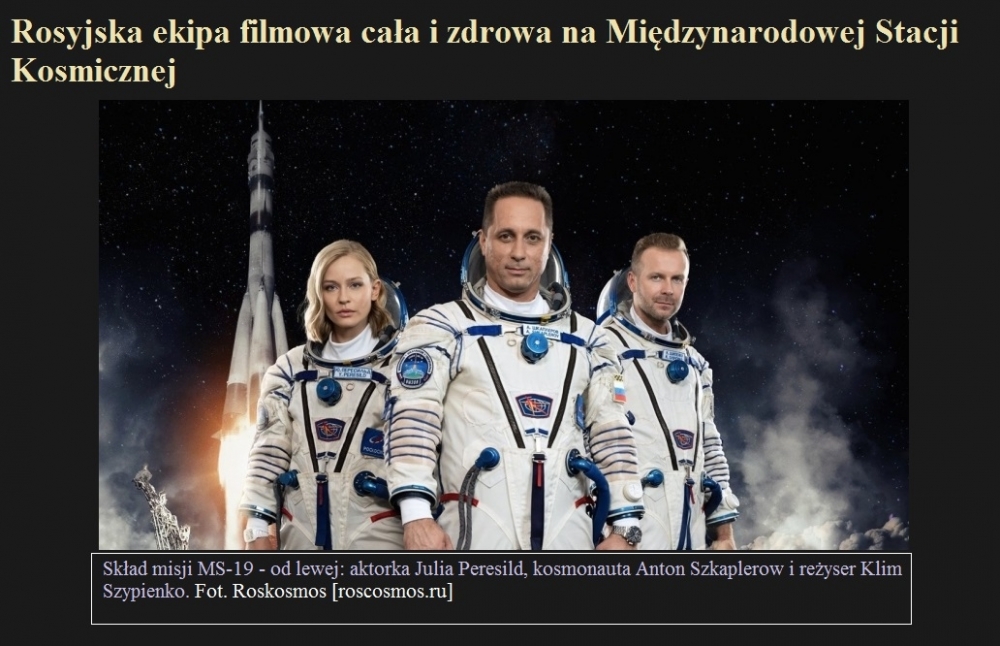 Rosyjska ekipa filmowa cała i zdrowa na Międzynarodowej Stacji Kosmicznej.jpg