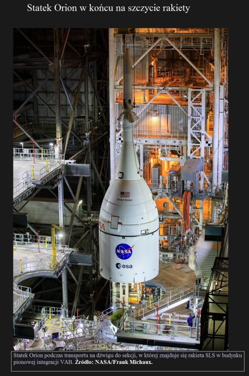 Rakieta SLS połączona ze statkiem Orion. Start misji Artemis 1 w lutym6.jpg