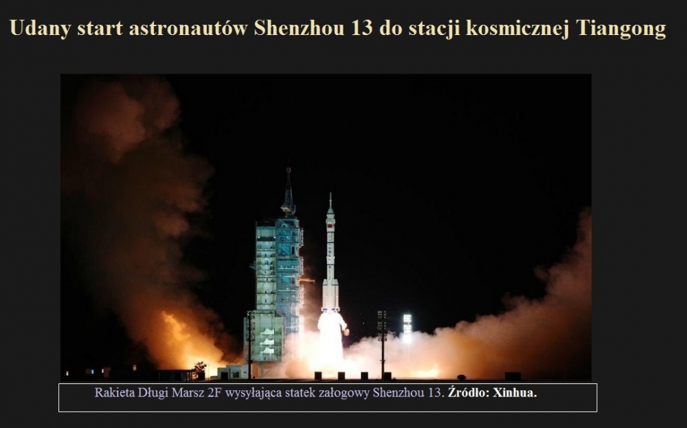Udany start astronautów Shenzhou 13 do stacji kosmicznej Tiangong.jpg