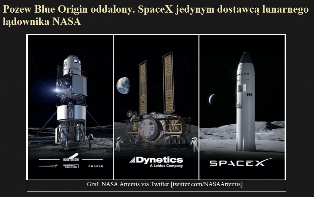 Pozew Blue Origin oddalony. SpaceX jedynym dostawcą lunarnego lądownika NASA.jpg