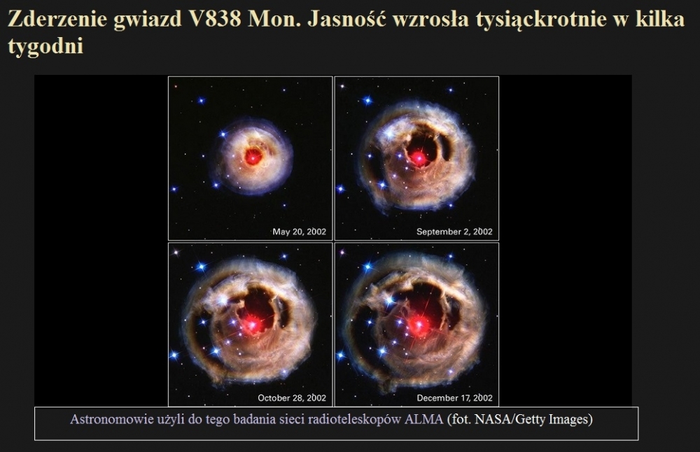 Zderzenie gwiazd V838 Mon. Jasność wzrosła tysiąckrotnie w kilka tygodni.jpg