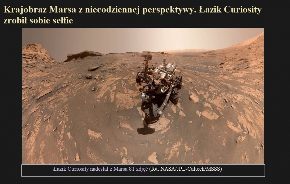 Krajobraz Marsa z niecodziennej perspektywy. Łazik Curiosity zrobił sobie selfie.jpg
