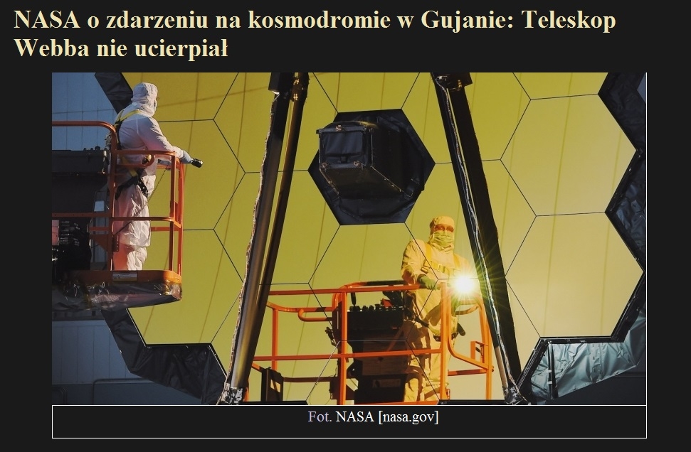 NASA o zdarzeniu na kosmodromie w Gujanie Teleskop Webba nie ucierpiał.jpg