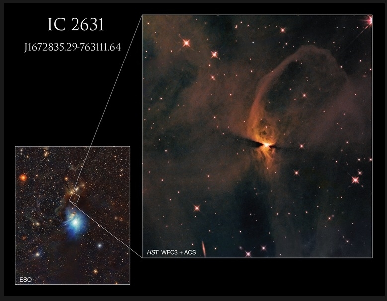 Dwa spojrzenia na mgławicę refleksyjną IC 2631 okiem Hubble'a2.jpg