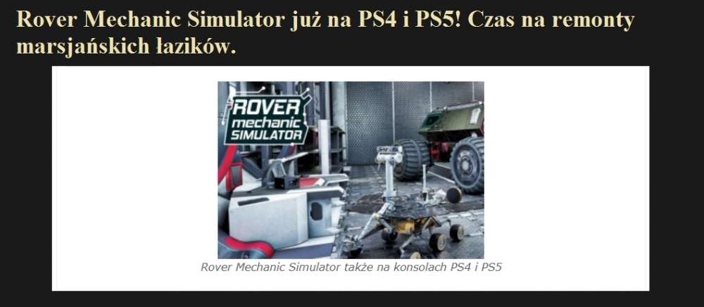 Rover Mechanic Simulator już na PS4 i PS5! Czas na remonty marsjańskich łazików..jpg